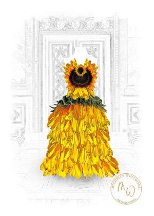 Sunshine Delight ballgown made from sunflowers