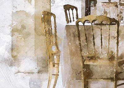 Close up detail of architectural watercolour sketch lines on Museum Heritage 310g fine art paper by Michelle Whitmore.