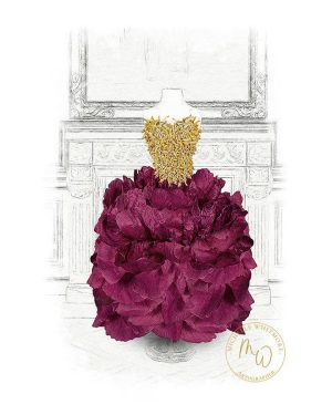 Explore "Raspberry Ruffle" by Michelle Whitmore. A flamboyant ballgown print crafted from a real pink peony and golden stamens.